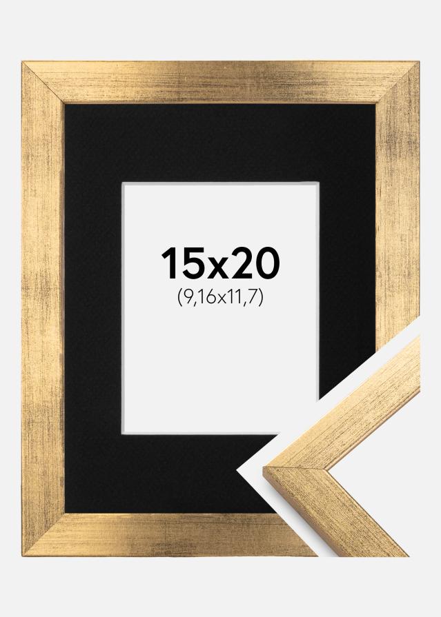 Ramme Stilren Guld 15x20 cm - Passepartout Sort 4x5 inches