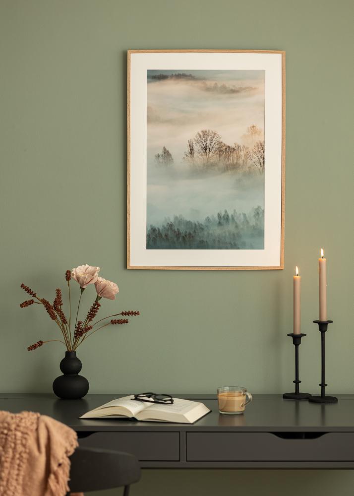 Ramme Tynd Eg 40x60 cm - Passepartout Hvid 25x50 cm