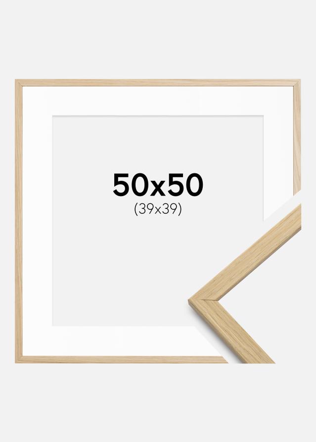 Ramme Edsbyn Eg 50x50 cm - Passepartout Hvid 40x40 cm