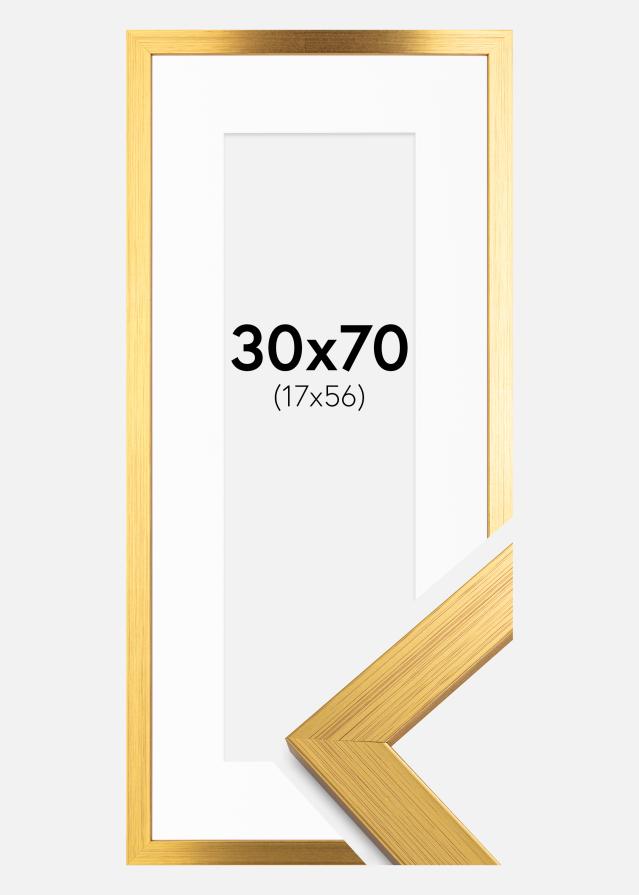 Ramme Gold Wood 30x70 cm - Passepartout Hvid 18x57 cm