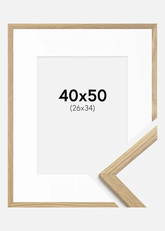 Ramme Trendy Eg 40x50 cm - Passepartout Hvid 27x35 cm