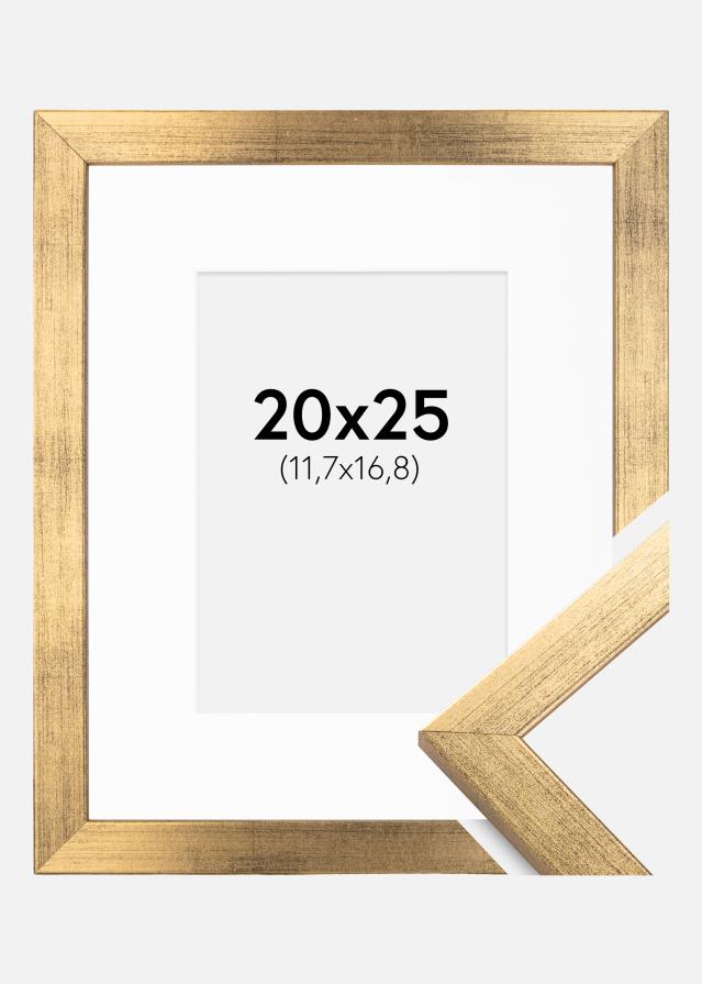 Ramme Stilren Guld 20x25 cm - Passepartout Hvid 5x7 inches