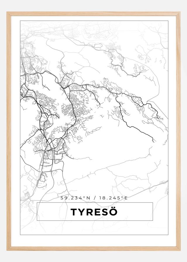 Kort - Tyresö - Hvid Plakat
