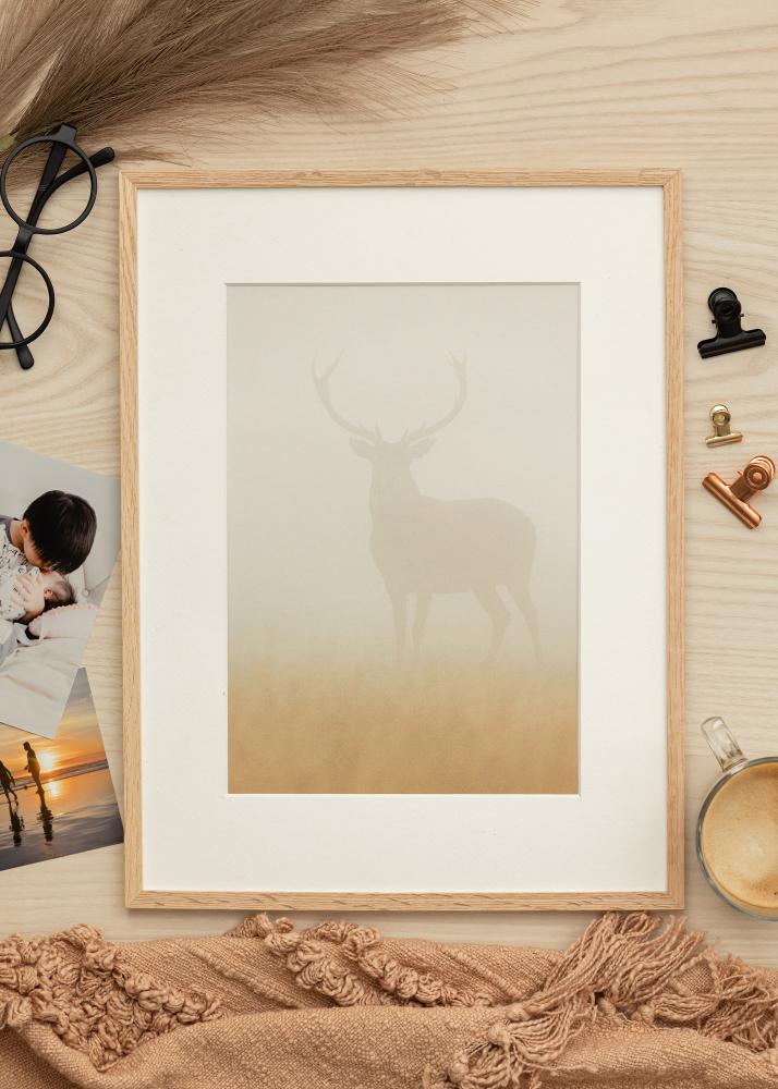 Ramme Tynd Eg 40x60 cm - Passepartout Hvid 25x50 cm