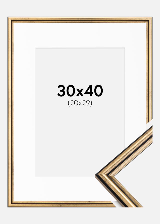 Ramme Horndal Guld 30x40 cm - Passepartout Hvid 21x30 cm