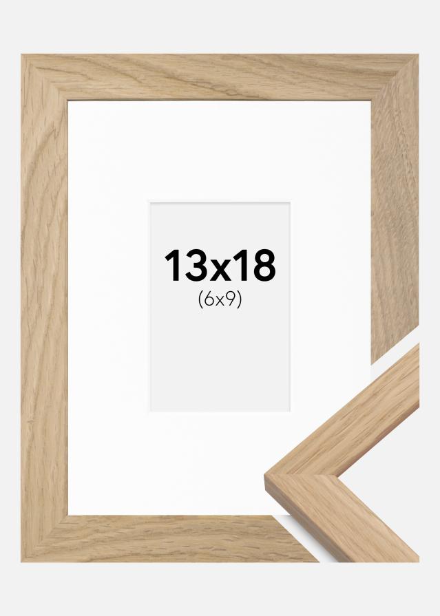 Ramme Oak Wood 13x18 cm - Passepartout Hvid 7x10 cm