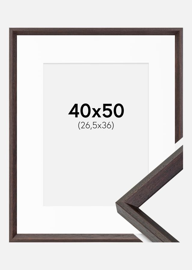 Ramme Globe Espresso 40x50 cm - Passepartout Hvid 27,5x37 cm