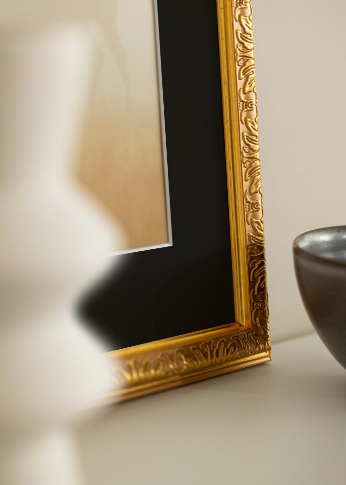 Ramme Nostalgia Guld 30x60 cm - Passepartout Sort 20x50 cm