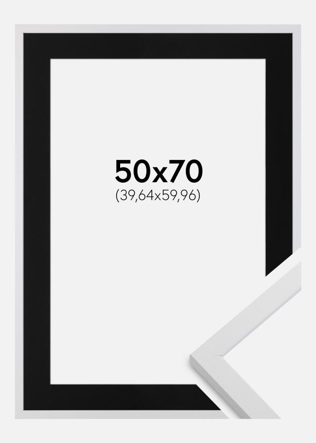 Ramme Trendy Hvid 50x70 cm - Passepartout Sort 16x24 inches