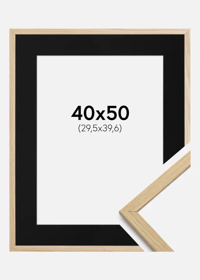 Ramme Edsbyn Eg 40x50 cm - Passepartout Sort 12x16 inches