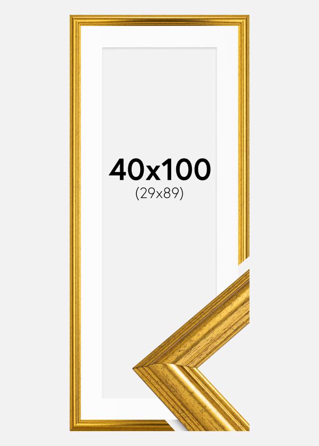 Ramme Västkusten Guld 40x100 cm - Passepartout Hvid 30x90 cm