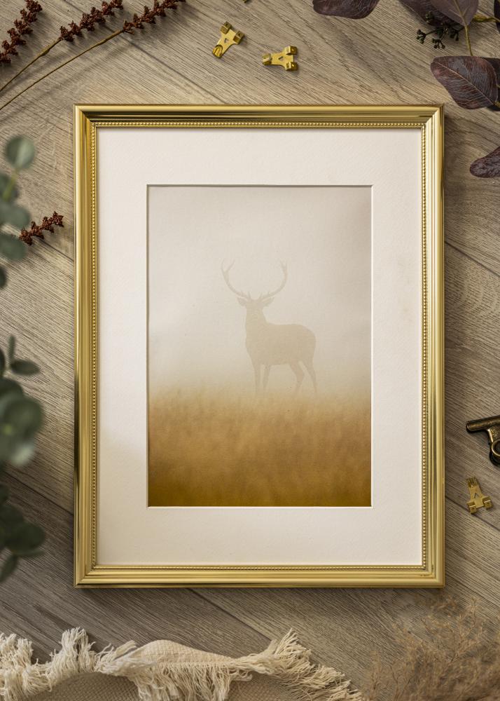 Ramme Gala Guld 40x50 cm - Passepartout Hvid 30x40 cm