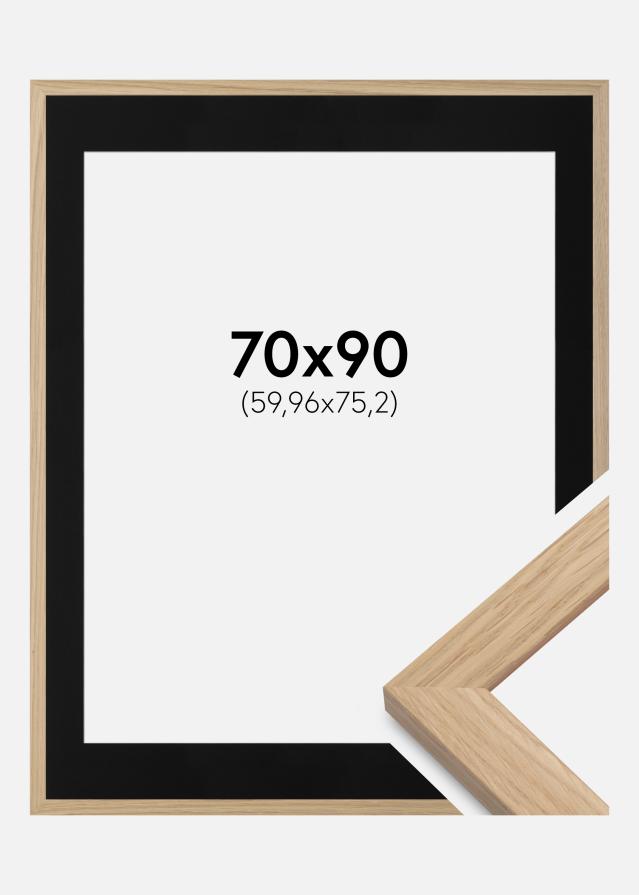 Ramme Oak Wood 70x90 cm - Passepartout Sort 24x30 inches