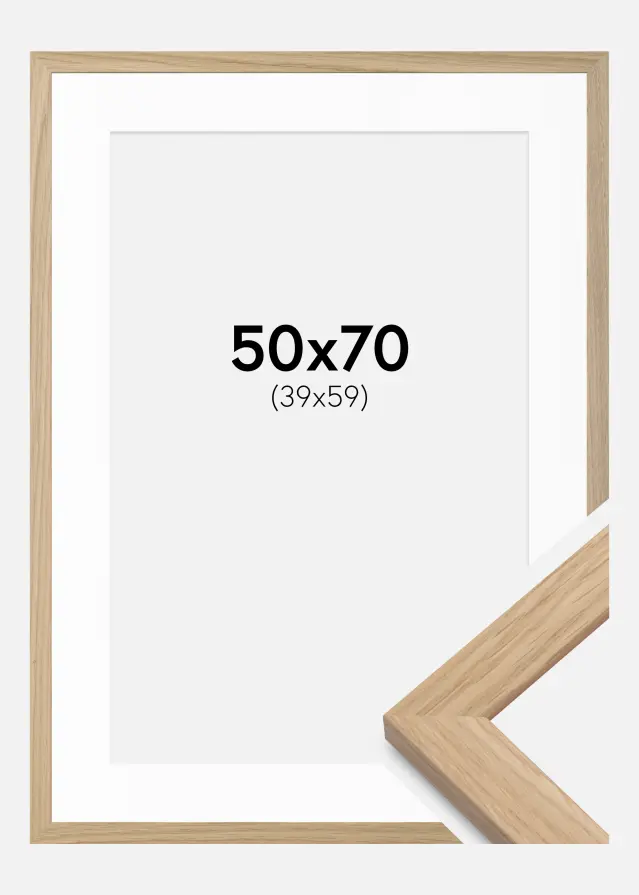 Ramme Oak Wood 50x70 cm - Passepartout Hvid 40x60 cm