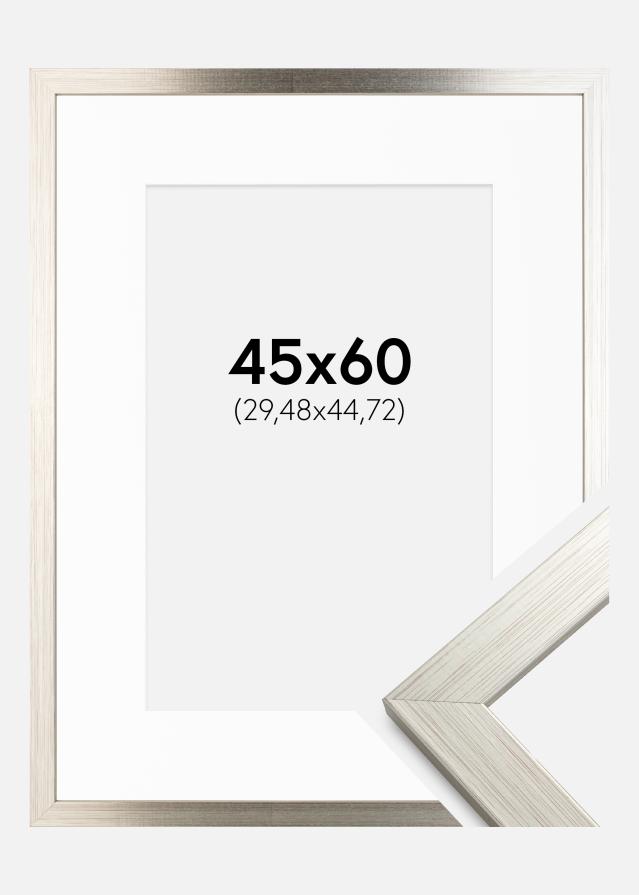 Ramme Silver Wood 45x60 cm - Passepartout Hvid 12x18 inches