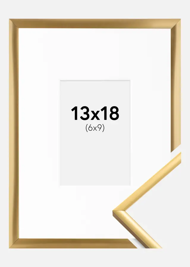 Ramme New Lifestyle Shiny Gold 13x18 cm - Passepartout Hvid 7x10 cm