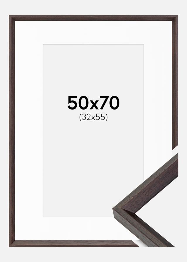 Ramme Globe Espresso 50x70 cm - Passepartout Hvid 33x56 cm