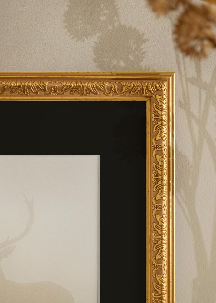 Ramme Nostalgia Guld 30x60 cm - Passepartout Sort 20x50 cm