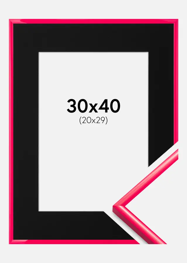 Ramme New Lifestyle Hot Pink 30x40 cm - Passepartout Sort 21x30 cm