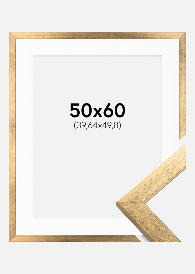 Ramme Stilren Guld 50x60 cm - Passepartout Hvid 16x20 inches