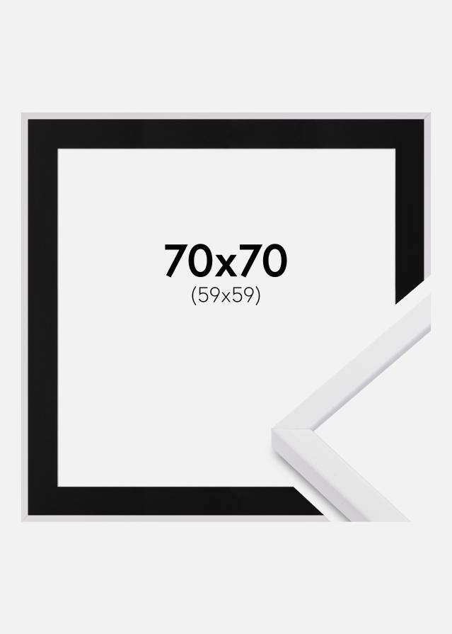 Ramme E-Line Hvid 70x70 cm - Passepartout Sort 60x60 cm