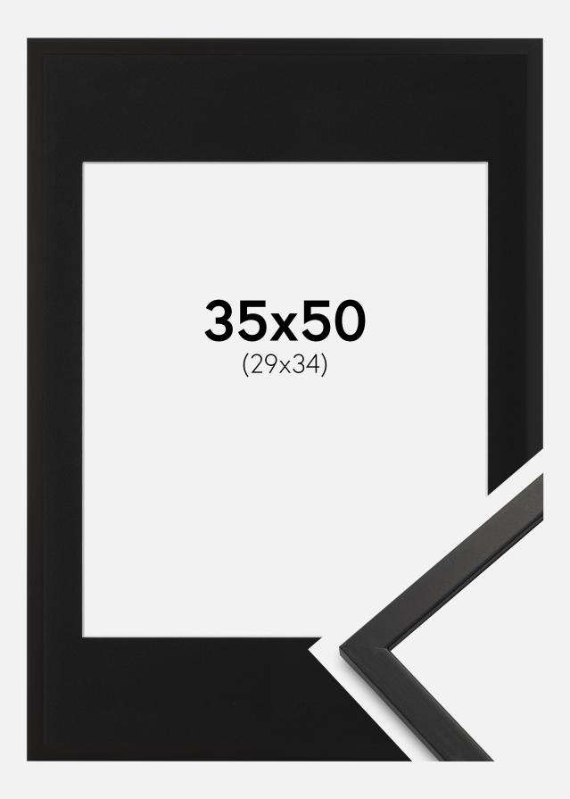 Ramme Edsbyn Sort 35x50 cm - Passepartout Sort 30x35 cm