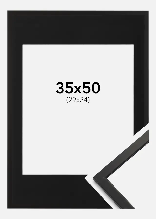 Ramme Edsbyn Sort 35x50 cm - Passepartout Sort 30x35 cm
