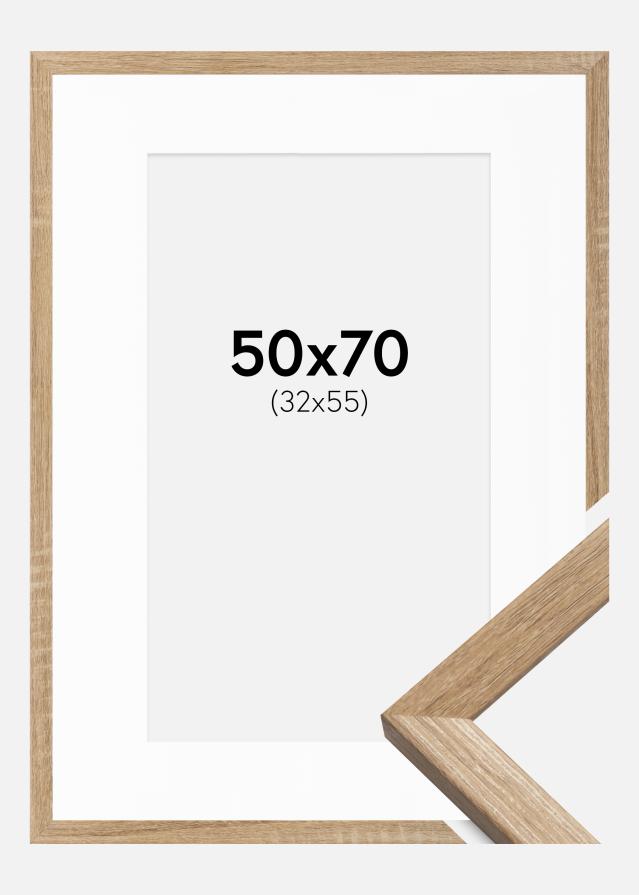 Ramme Fiorito Lys Eg 50x70 cm - Passepartout Hvid 33x56 cm