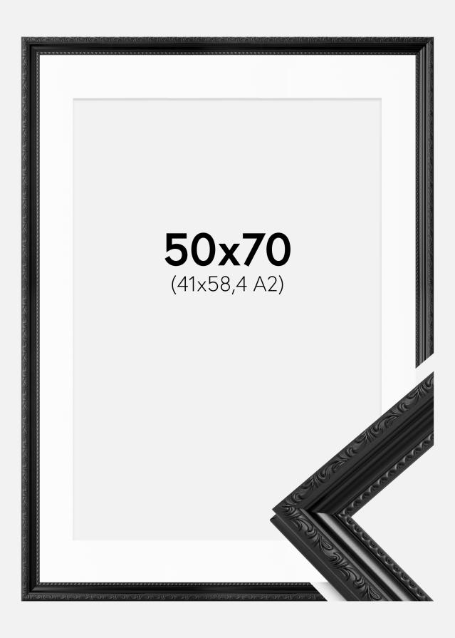 Ramme Abisko Sort 50x70 cm - Passepartout Hvid 42x59,4 cm (A2)
