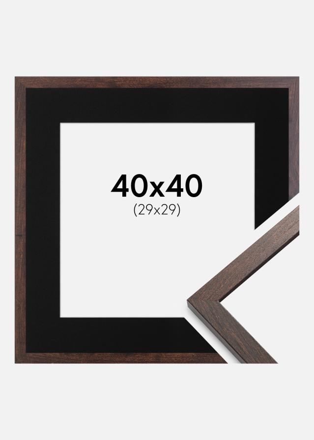 Ramme Trendy Valnød 40x40 cm - Passepartout Sort 30x30 cm