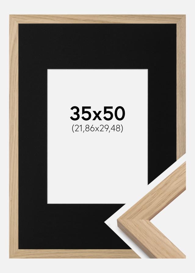 Ramme Oak Wood 35x50 cm - Passepartout Sort 9x12 inches
