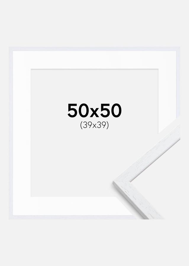Ramme Edsbyn Warm White 50x50 cm - Passepartout Hvid 40x40 cm
