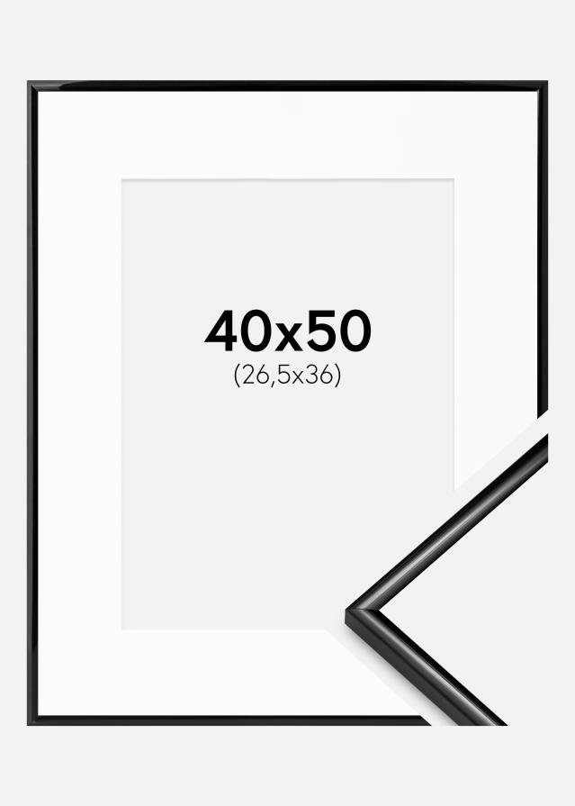 Ramme Scandi Sort 40x50 cm - Passepartout Hvid 27,5x37 cm