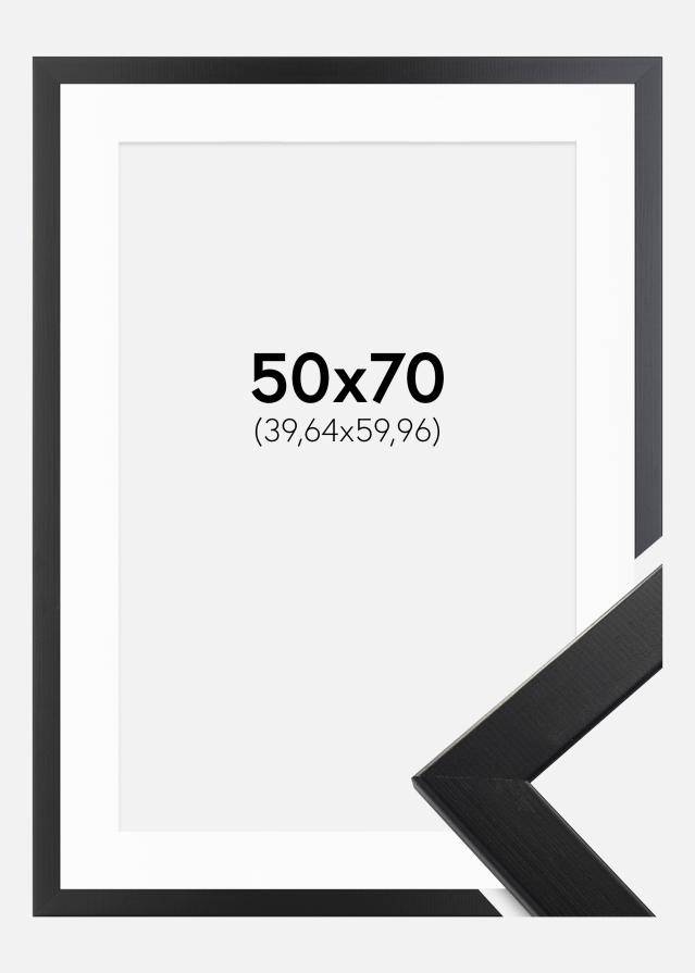 Ramme Trendline Sort 50x70 cm - Passepartout Hvid 16x24 inches