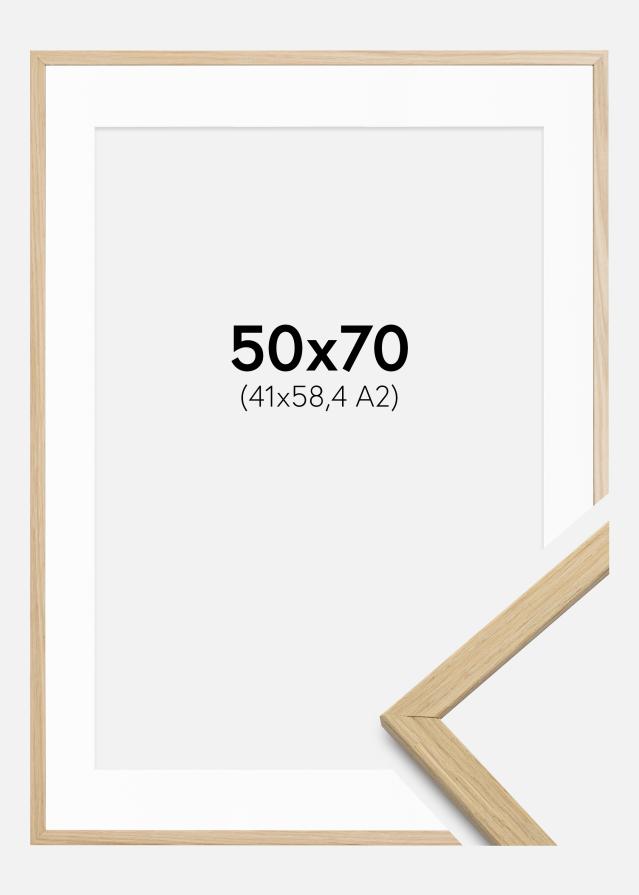 Ramme Edsbyn Eg 50x70 cm - Passepartout Hvid 42x59,4 cm (A2)