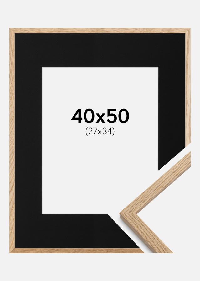 Ramme Oslo Eg 40x50 cm - Passepartout Sort 28x35 cm