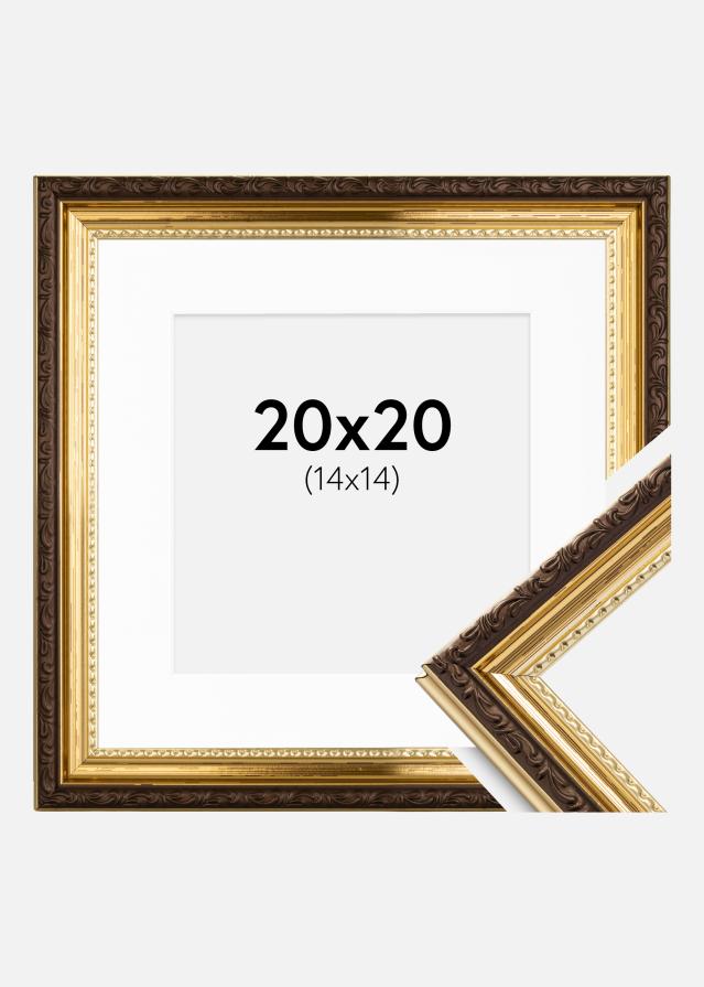 Ramme Abisko Guld 20x20 cm - Passepartout Hvid 15x15 cm