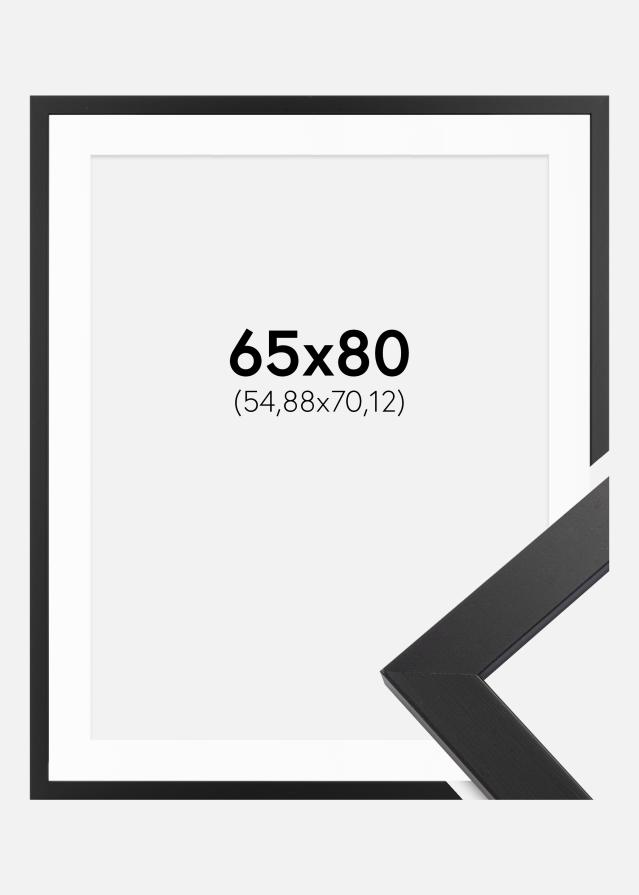 Ramme Black Wood 65x80 cm - Passepartout Hvid 22x28 inches