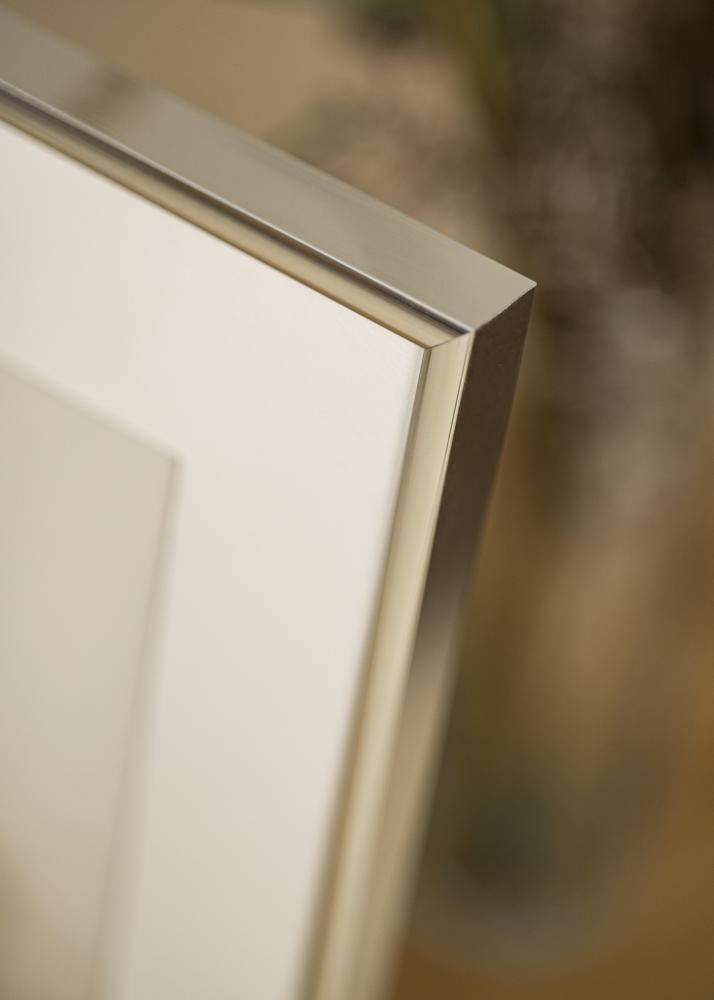 Ramme Aluminium Blank Sølv 40x50 cm - Passepartout Hvid 27x35 cm