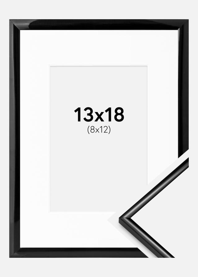 Ramme Scandi Sort 13x18 cm - Passepartout Hvid 9x13 cm