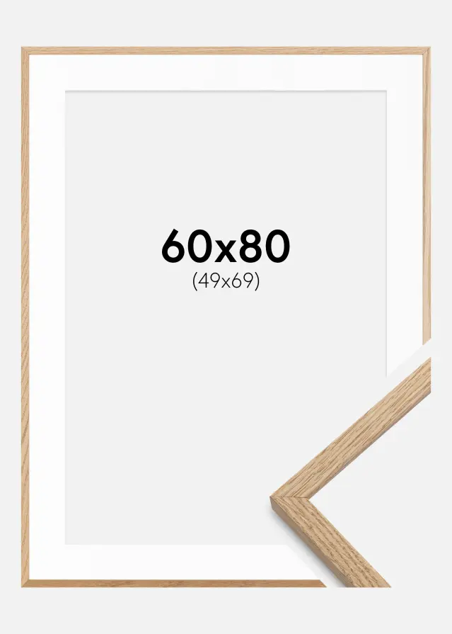 Ramme Oslo Eg 60x80 cm - Passepartout Hvid 50x70 cm