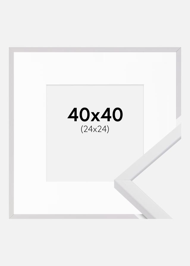 Ramme E-Line Hvid 40x40 cm - Passepartout Hvid 25x25 cm