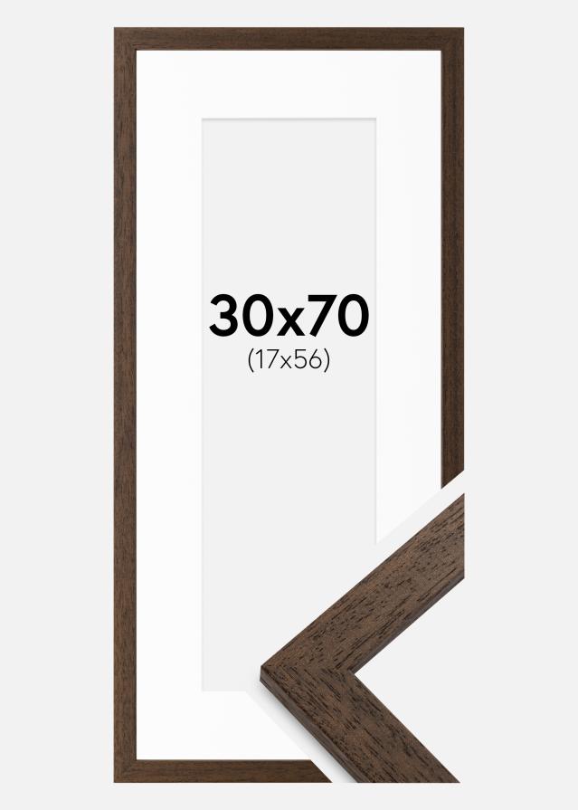 Ramme Brown Wood 30x70 cm - Passepartout Hvid 18x57 cm