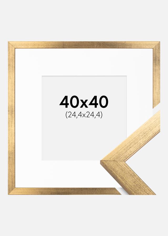 Ramme Stilren Guld 40x40 cm - Passepartout Hvid 10x10 inches