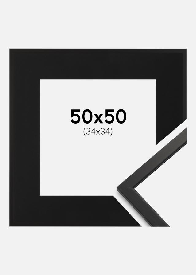 Ramme Edsbyn Sort 50x50 cm - Passepartout Sort 35x35 cm