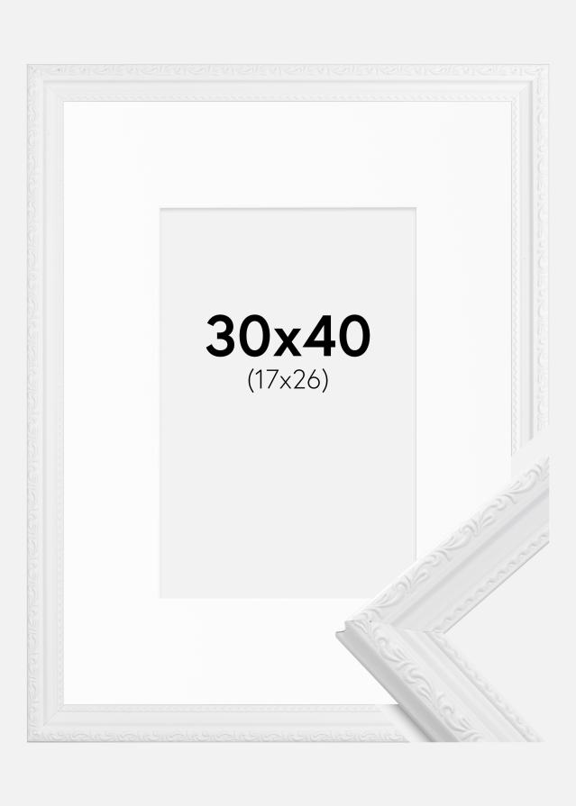 Ramme Abisko Hvid 30x40 cm - Passepartout Hvid 18x27 cm