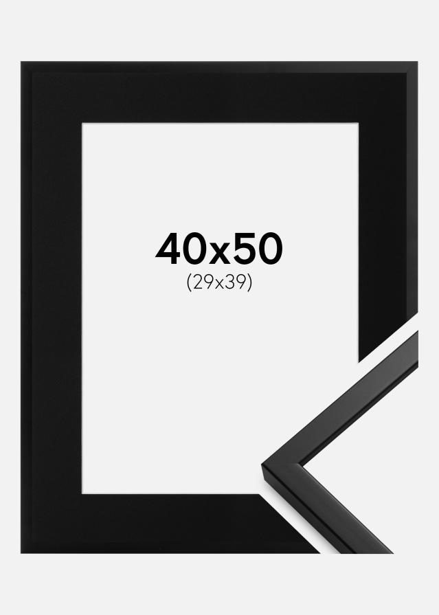 Ramme Oslo Sort 40x50 cm - Passepartout Sort 30x40 cm