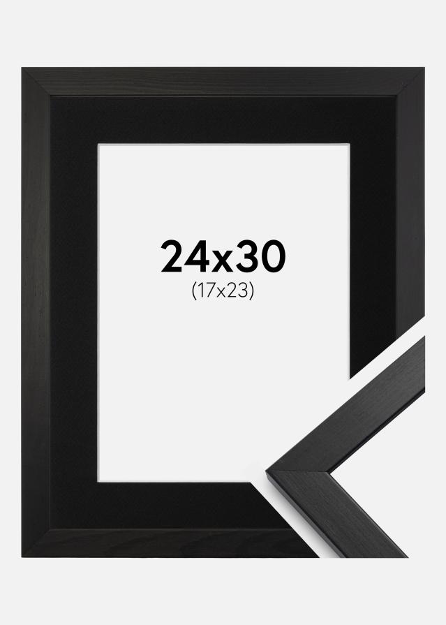 Ramme Stilren Sort 24x30 cm - Passepartout Sort 18x24 cm