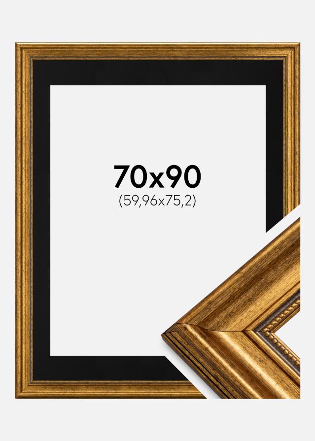Ramme Rokoko Guld 70x90 cm - Passepartout Sort 24x30 inches