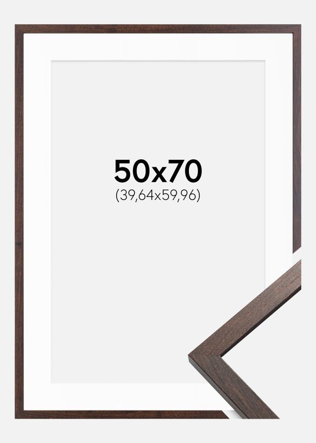 Ramme Trendy Valnød 50x70 cm - Passepartout Hvid 16x24 inches